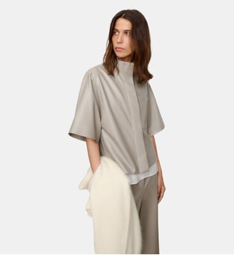 Chemise droite avec col à lanières en simili - Adolfo Dominguez - Pierre