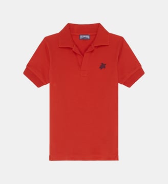 Polo en coton piqué Tortue brodée - Vilebrequin - Coquelicot
