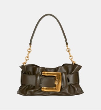 Sac Anthem Mini Shoulder en cuir de veau - Balmain - Kaki