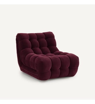 Fauteuil modulable capitonné, en velours - AM.PM - Rouge bordeaux