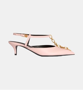 Slingbacks Sync à talons en cuir avec chaîne - Balmain - Rose
