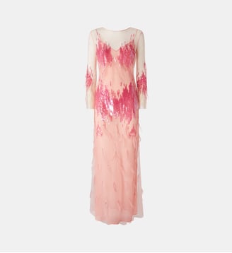 Robe à paillettes et plumes - Pinko - Multicolore rose et rose
