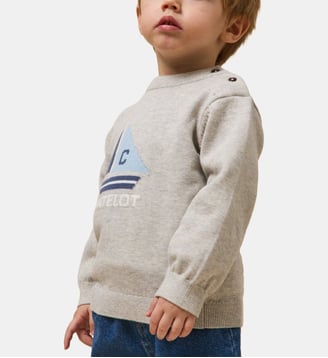 Pull  en coton biologie et laine - Cyrillus - Gris chiné