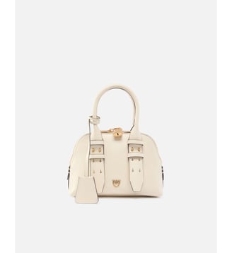 Sac bowling mini escape bag en cuir - Pinko - Blanc soie or antique