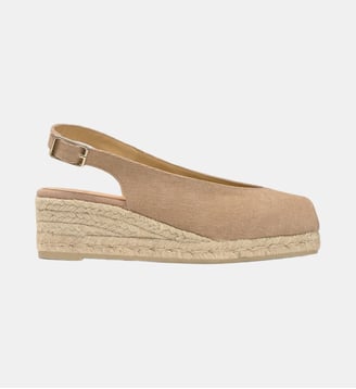 Sandales espadrilles compensées Dosalia open toe coton bio - Castaner - Sable