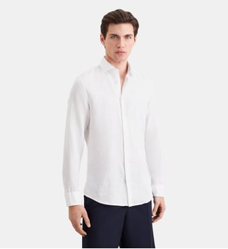 Chemise en lin 1/1 Slim Col Kent - Seidensticker - Bleu