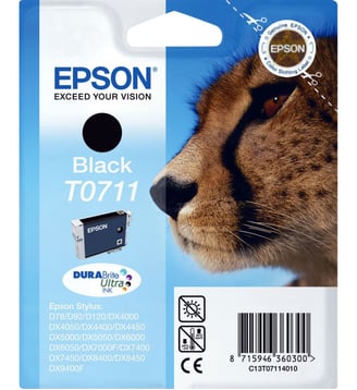 Cartouche d'encre T0711 Noire série Guépard - Epson - Noir
