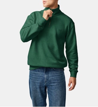Sweat-shirt zippé col montant en molleton piqué Newfield - Rodd & Gunn - Vert forêt