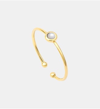 Bague plaqué or nacre blanche - tiny - Caroline Najman - Blanc