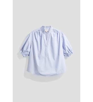 Blouse en coton à rayures et volants - LETTY - Pablo - Bleu ciel