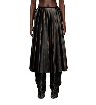 Jupe à demi-longueur plissée effet usé - Diesel - Noir marron