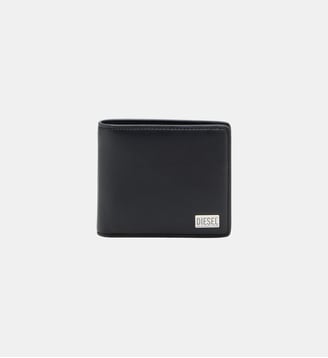 Portefeuille à rabats en cuir semi-brillant - Diesel - Noir