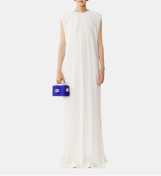 Robe Brodée En Charmeuse - Lanvin - Blanc