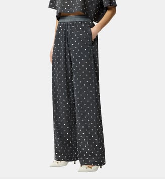 Pantalon en maille filet à sequins miroirs - Pinko - Gris et noir