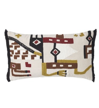 housse de coussin  Broderie de coton twisté - Madura - Naturel et sangria