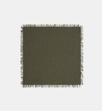 Foulard à fines franges en cachemire - Bompard - Kaki ombre
