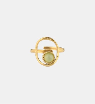 Bague ajustable en acier inoxydable avec pierre d'Aventurine - Balaboosté - Vert