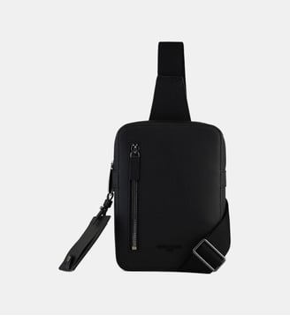 Sacoche à dos slingbag Emile en cuir monogramme - Le Tanneur - Noir