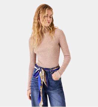 Pull seconde peau à col montant - Maje - Beige