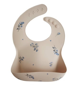 Bavoir à poche en silicone - Mushie - Écru