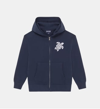 Sweat en coton organique à fermeture éclair Tortue - Vilebrequin - Bleu marine