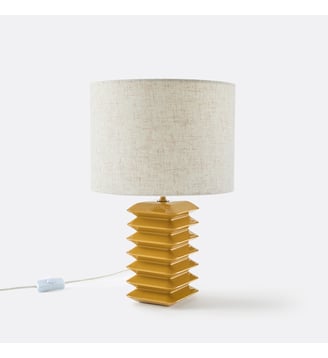 Lampe à poser en céramique et lin - La Redoute Interieurs - Jaune ocre