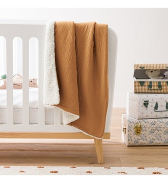 Couverture unie bébé gaze coton et sherpa Kumla La Redoute Interieurs