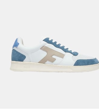 Baskets basses Cuir-suede - Faguo - Blanc et bleu