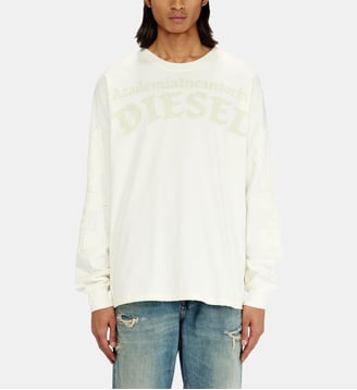 T-shirt manches longues avec imprimés et patchs - Diesel - Blanc