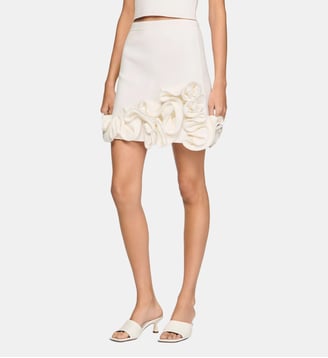 Jupe courte en maille à fleurs - Sandro - Blanc