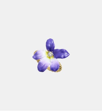 Bague ajustable grande violette et cristal facetté Les Néréides