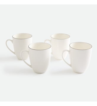 Lot de 4 mugs porcelaine - La Redoute Interieurs - Blanc et noir