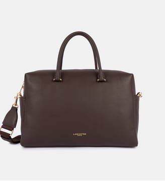 Grand sac cabas main Donna Cube en cuir - Lancaster - Marron foncé