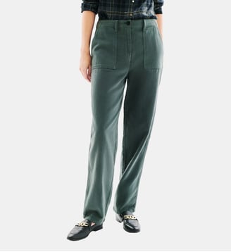 Pantalon pargos - Motif uni - Coupe droite - Caroll - Vert kaki