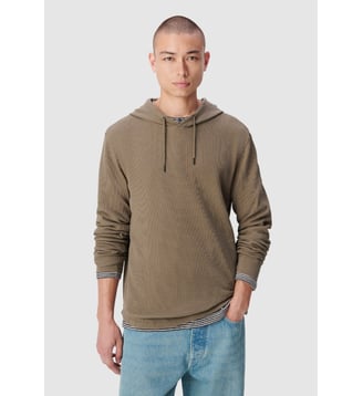 Tee-shirt capuche maille nid d'abeille - Ikks - Vert kaki
