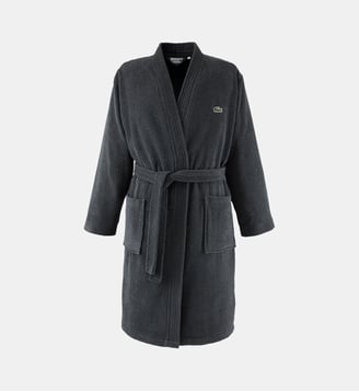 Peignoir de bain long en coton - Lacoste Home - Bitume