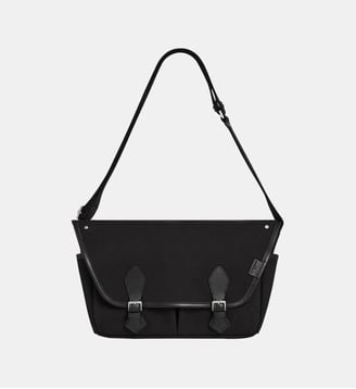 Sac bandoulière moyen modèle Solveig en toile coton et cuir lisse - Le Tanneur - Noir