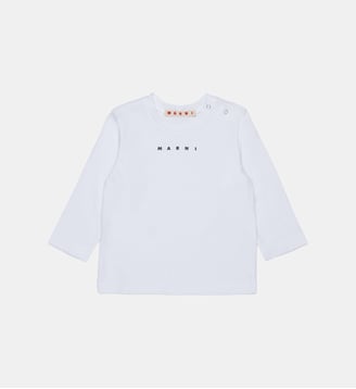 T-shirt en jersey à manches longues avec logo - Marni - Blanc