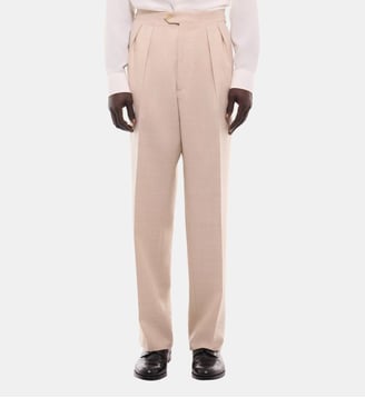Pantalon large double pinces en flanelle - Fursac - Naturel
