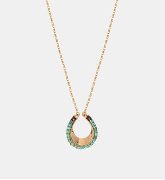 Collier pendentif   - Ninon - Satellite - Bleu turquoise