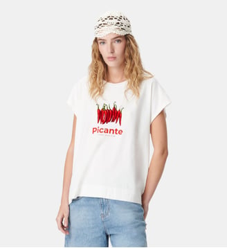 Tee-shirt à message visuel piments - Ikks - Blanc cassé