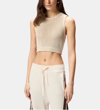 Crop top sans manches avec bandes au dos - Pinko - Gris huître