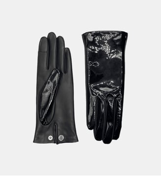 Funky gants en cuir doublé soie - Agnelle - Noir
