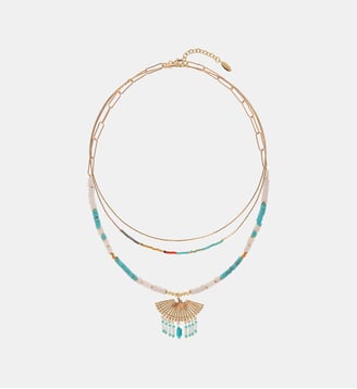 Collier rang multiples avec pendentif ALONI - Hipanema - Bleu turquoise