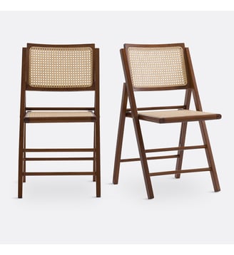 Lot de 2 chaises pliantes hêtre et cannage La Redoute Interieurs