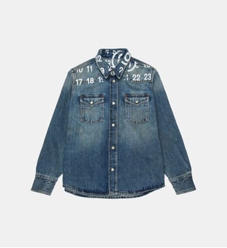 Chemise en denim avec logo imprimé - MM6 Maison Margiela - Denim bleu