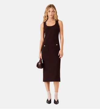 Robe midi en tweed - Maje - Marron foncé