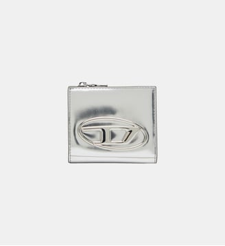 Porte-cartes à deux volets en cuir effet miroir - Diesel - Gris argente