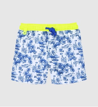 Short de bain Meno Toile Balinaise - Gili's - Bleu