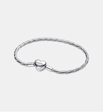 Bracelet Maille Serpent Facetté Fermoir Cœur - Pandora - Argenté